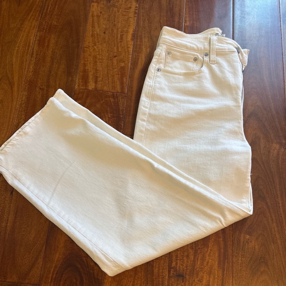 Madewell White wide leg crop Jean